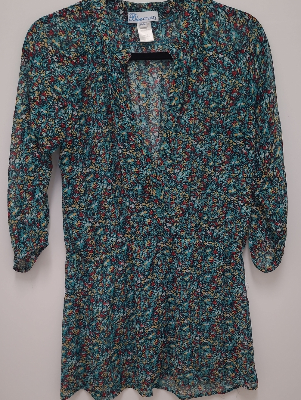 Teal Floral V-Neck Women’s Top